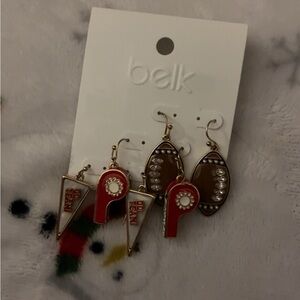 ❤️NWT BELK’S GAME DAY FOOTBALL EARRINGS (SET OF 3) NEW WITH TAGS❤️